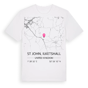 St John, Ilketshall karta t-shirt – ekologisk bomull t-shirt från Pinshirt