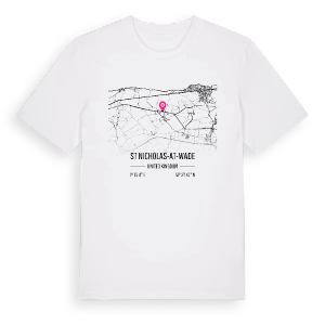 St Nicholas-at-Wade karta t-shirt – ekologisk bomull t-shirt från Pinshirt