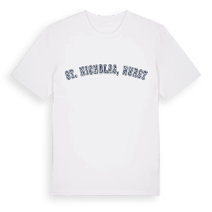 St. Nicholas, Hurst college t-shirt – ekologisk bomull t-shirt från Pinshirt