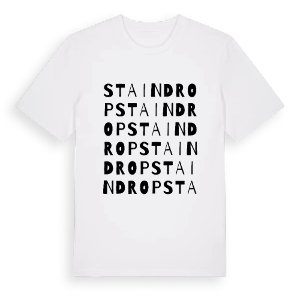 Staindrop ordlek t-shirt – ekologisk bomull t-shirt från Pinshirt