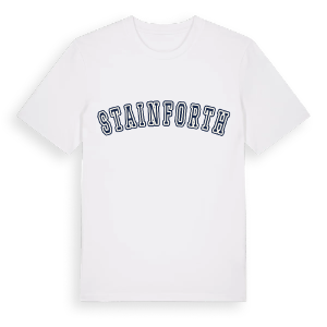 Stainforth college t-shirt – ekologisk bomull t-shirt från Pinshirt