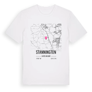Stannington karta t-shirt – ekologisk bomull t-shirt från Pinshirt