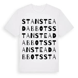 Stanstead Abbots ordlek t-shirt – ekologisk bomull t-shirt från Pinshirt