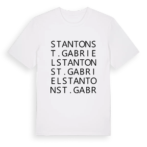 Stanton St. Gabriel ordlek t-shirt – ekologisk bomull t-shirt från Pinshirt
