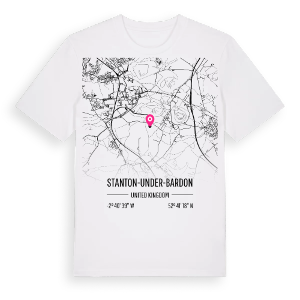Stanton-under-Bardon karta t-shirt – ekologisk bomull t-shirt från Pinshirt