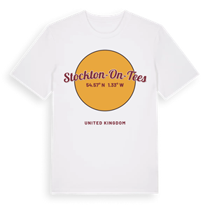 Stockton-on-Tees cirkel t-shirt – ekologisk bomull t-shirt från Pinshirt