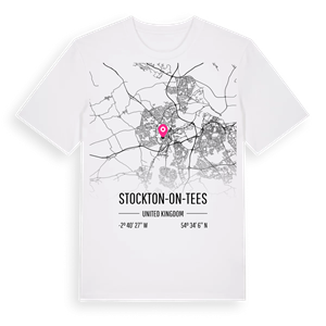 Stockton-on-Tees karta t-shirt – ekologisk bomull t-shirt från Pinshirt