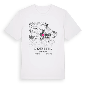 Stockton-on-Tees karta t-shirt – ekologisk bomull t-shirt från Pinshirt