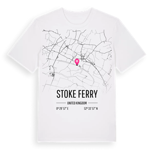 Stoke Ferry karta t-shirt – ekologisk bomull t-shirt från Pinshirt