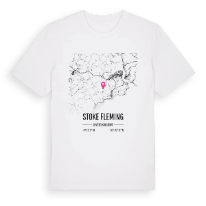 Stoke Fleming karta t-shirt – ekologisk bomull t-shirt från Pinshirt
