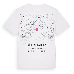 Stoke St. Gregory karta t-shirt – ekologisk bomull t-shirt från Pinshirt