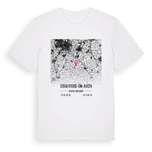 Stratford-on-Avon karta t-shirt – ekologisk bomull t-shirt från Pinshirt