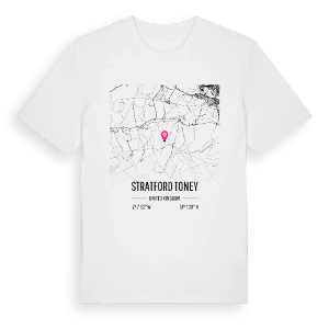 Stratford Toney karta t-shirt – ekologisk bomull t-shirt från Pinshirt