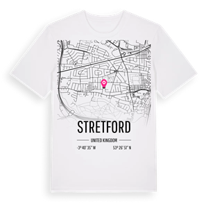 Stretford karta t-shirt – ekologisk bomull t-shirt från Pinshirt