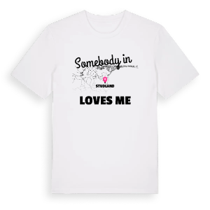 Någon i Studland älskar mig t-shirt – ekologisk bomull t-shirt från Pinshirt