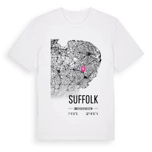 Suffolk karta t-shirt – ekologisk bomull t-shirt från Pinshirt