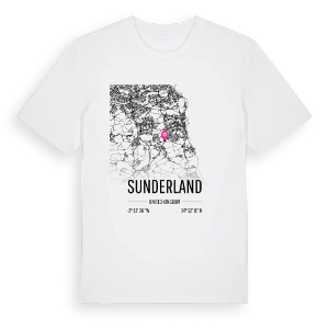 Sunderland karta t-shirt – ekologisk bomull t-shirt från Pinshirt