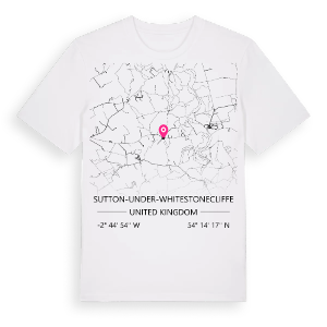 Sutton-under-Whitestonecliffe karta t-shirt – ekologisk bomull t-shirt från Pinshirt