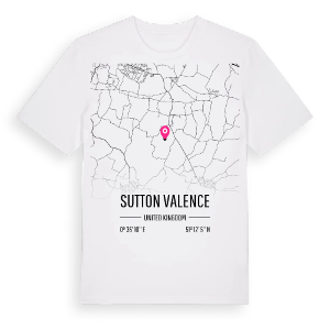 Sutton Valence karta t-shirt – ekologisk bomull t-shirt från Pinshirt