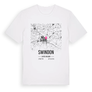 Swindon karta t-shirt – ekologisk bomull t-shirt från Pinshirt
