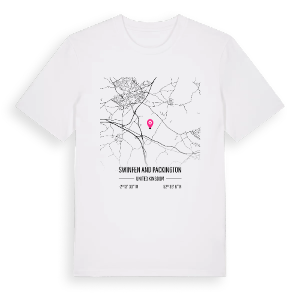 Swinfen and Packington karta t-shirt – ekologisk bomull t-shirt från Pinshirt