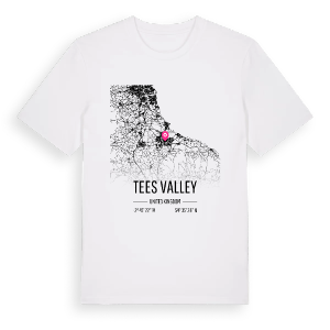 Tees Valley karta t-shirt – ekologisk bomull t-shirt från Pinshirt