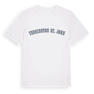 Terrington St. John college t-shirt – ekologisk bomull t-shirt från Pinshirt