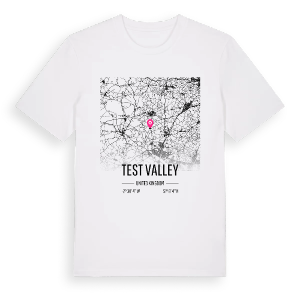 Test Valley karta t-shirt – ekologisk bomull t-shirt från Pinshirt