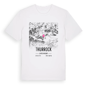 Thurrock karta t-shirt – ekologisk bomull t-shirt från Pinshirt