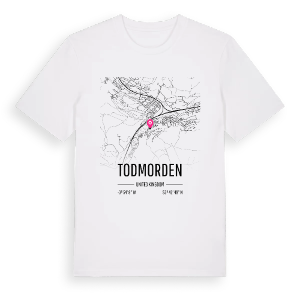 Todmorden karta t-shirt – ekologisk bomull t-shirt från Pinshirt