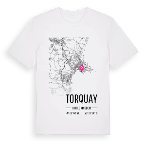 Torquay karta t-shirt – ekologisk bomull t-shirt från Pinshirt
