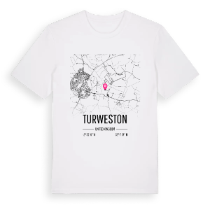 Turweston karta t-shirt – ekologisk bomull t-shirt från Pinshirt