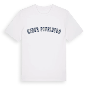 Upper Poppleton college t-shirt – ekologisk bomull t-shirt från Pinshirt