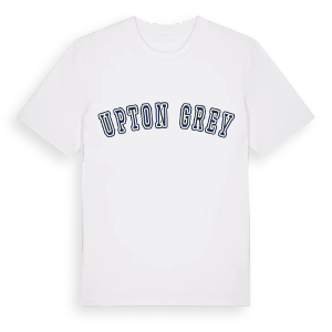 Upton Grey college t-shirt – ekologisk bomull t-shirt från Pinshirt