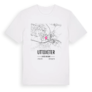Uttoxeter karta t-shirt – ekologisk bomull t-shirt från Pinshirt