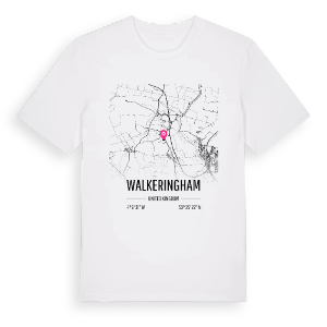 Walkeringham karta t-shirt – ekologisk bomull t-shirt från Pinshirt