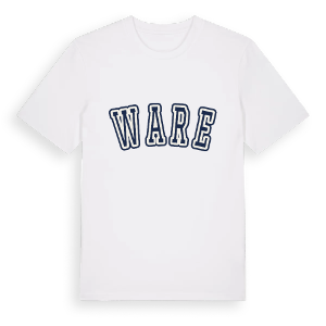 Ware college t-shirt – ekologisk bomull t-shirt från Pinshirt