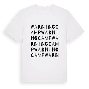 Warningcamp ordlek t-shirt – ekologisk bomull t-shirt från Pinshirt