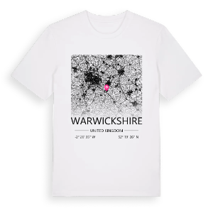 Warwickshire karta t-shirt – ekologisk bomull t-shirt från Pinshirt