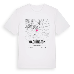 Washington karta t-shirt – ekologisk bomull t-shirt från Pinshirt
