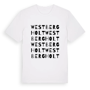 West Bergholt ordlek t-shirt – ekologisk bomull t-shirt från Pinshirt
