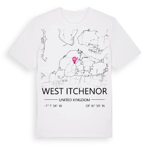 West Itchenor karta t-shirt – ekologisk bomull t-shirt från Pinshirt