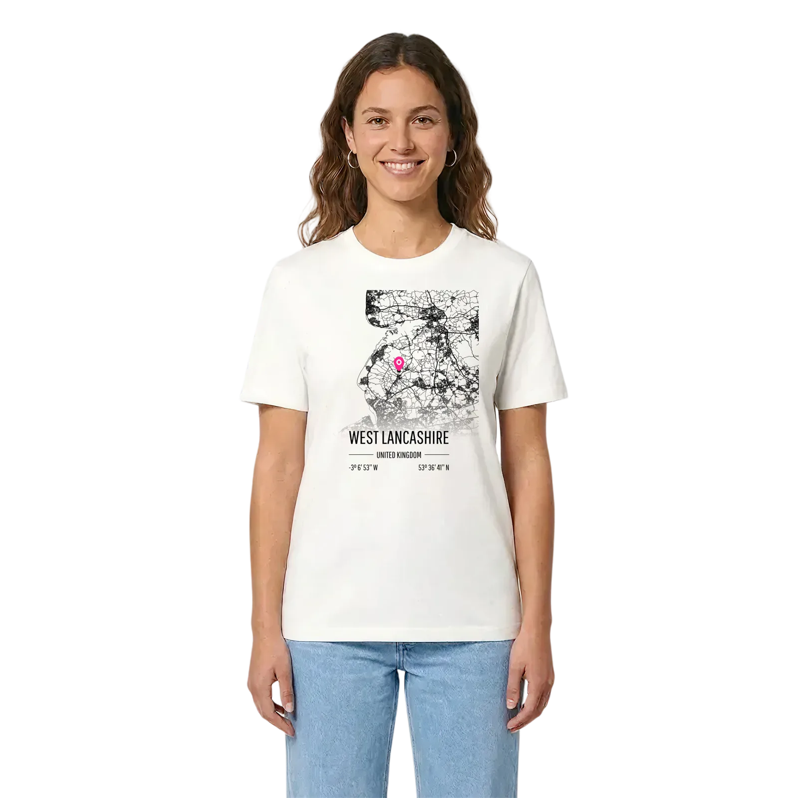 West Lancashire karta t-shirt – White, i miljö