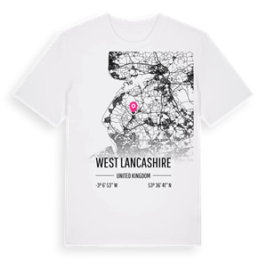 West Lancashire karta t-shirt – ekologisk bomull t-shirt från Pinshirt