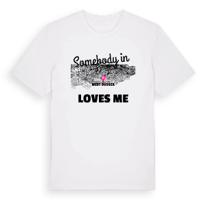 Någon i West Sussex älskar mig t-shirt – ekologisk bomull t-shirt från Pinshirt