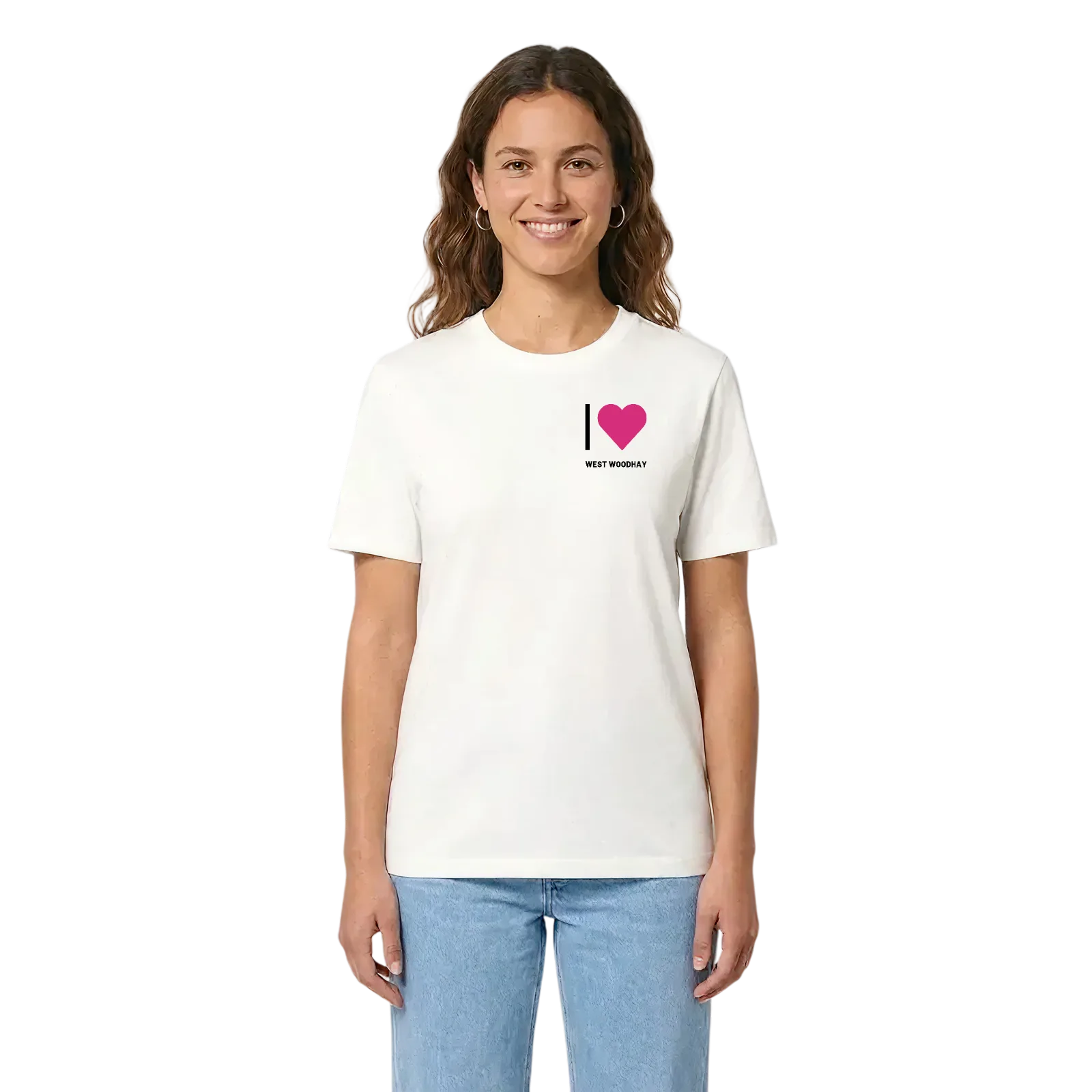 Jag älskar West Woodhay t-shirt litet tryck – White, i miljö