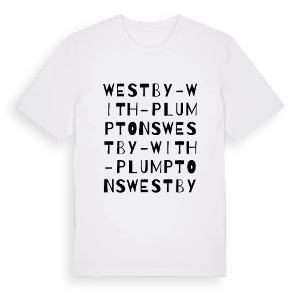 Westby-with-Plumptons ordlek t-shirt – ekologisk bomull t-shirt från Pinshirt