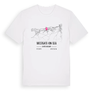 Westgate-on-Sea karta t-shirt – ekologisk bomull t-shirt från Pinshirt