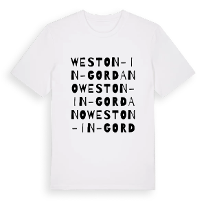 Weston-in-Gordano ordlek t-shirt – ekologisk bomull t-shirt från Pinshirt