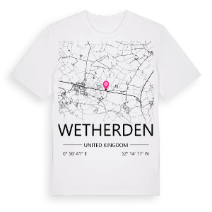 Wetherden karta t-shirt – ekologisk bomull t-shirt från Pinshirt